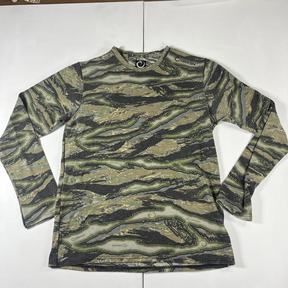 Origin USA Shirt Long Sleeve Crew Shirt Camo Nano Wool TetralOC Maine Men's M